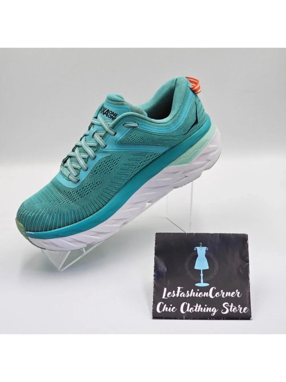 Hoka One One Bondi 7 Women's Green/White Mesh Athletic Running Shoes Sz 9.5 2654 - Picture 16 of 16